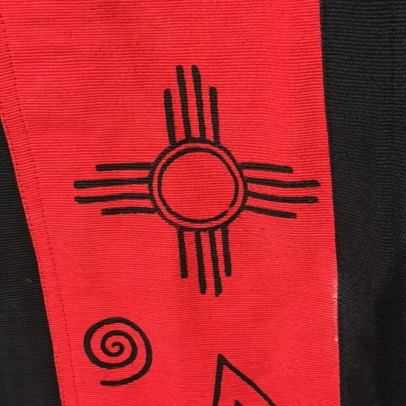 VENUS IMPORTS Red/Black Button Closure Art To Wear Duster Long Vest/Dress - Picture 8 of 15